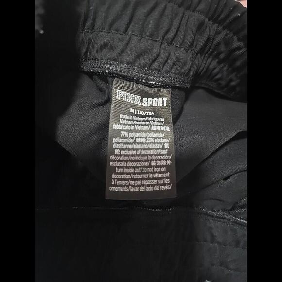 Women's Pink Victoria Secret Sport Fitted Pants Black M Side Pockets - Picture 2 of 4